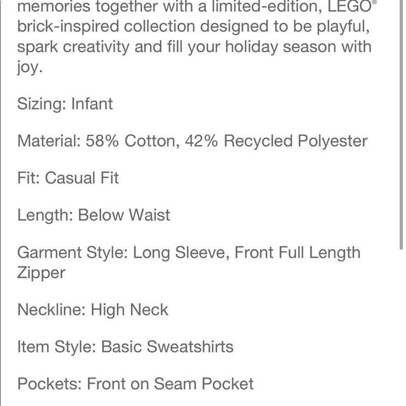 LEGO Collection x Target Baby Brick Em Track Zip-Up Sweater | Limited Edition - Picture 5 of 5